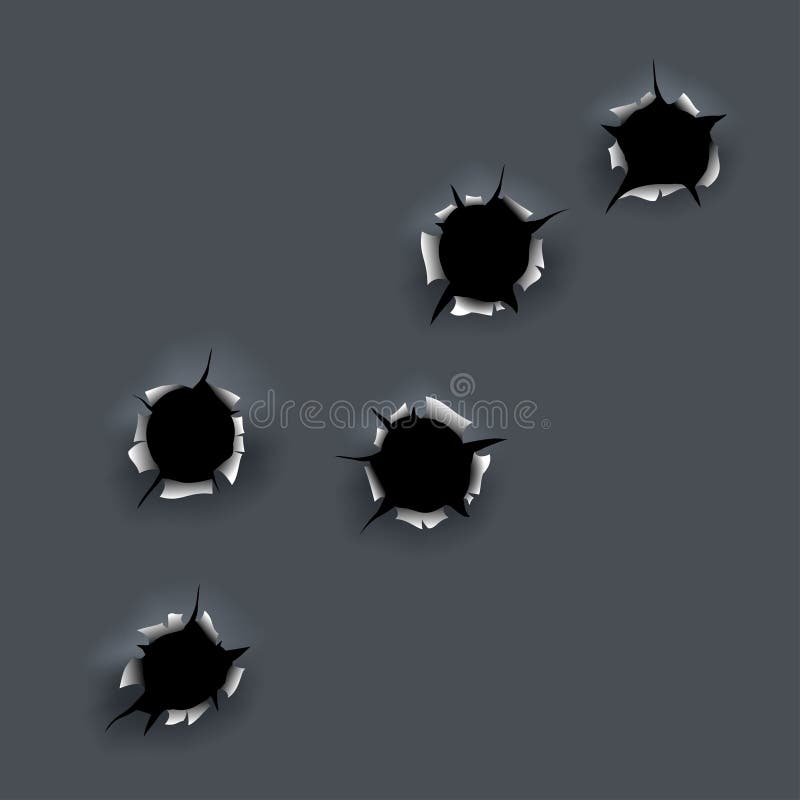 Bullet holes on gray background in vector. Bullet holes on gray background in vector