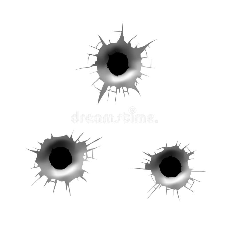 Bullet holes on white background in vector. Bullet holes on white background in vector