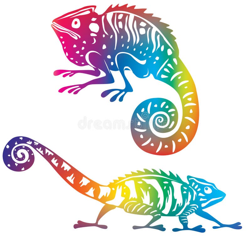 Colored chameleon &#x28;used Mesh and Clipping Mask&#x29;. Colored chameleon &#x28;used Mesh and Clipping Mask&#x29;