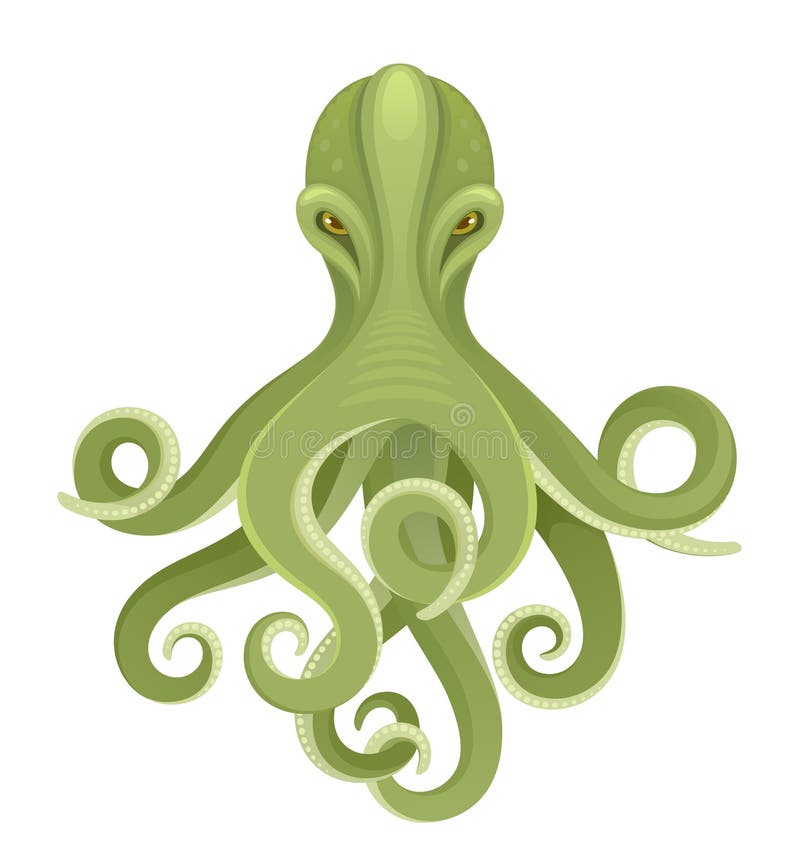 Green octopus on a white background. Green octopus on a white background