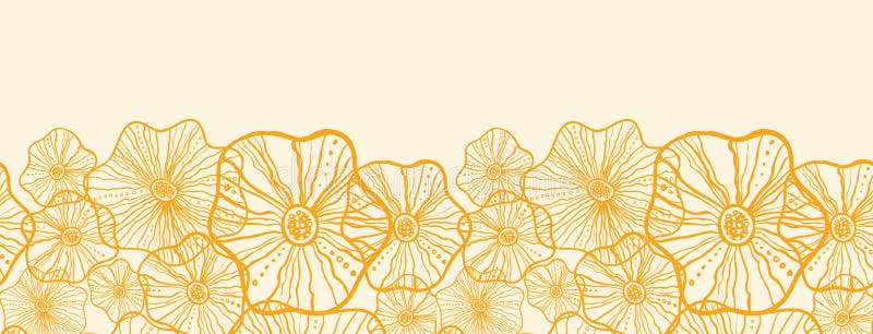 Vector Yellow floral shapes horizontal seamless pattern background with hand drawn elements. Vector Yellow floral shapes horizontal seamless pattern background with hand drawn elements