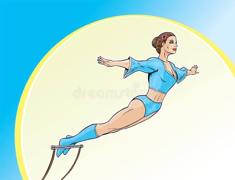 Cartoon illustration of a beautiful Trapeze artist. Cartoon illustration of a beautiful Trapeze artist