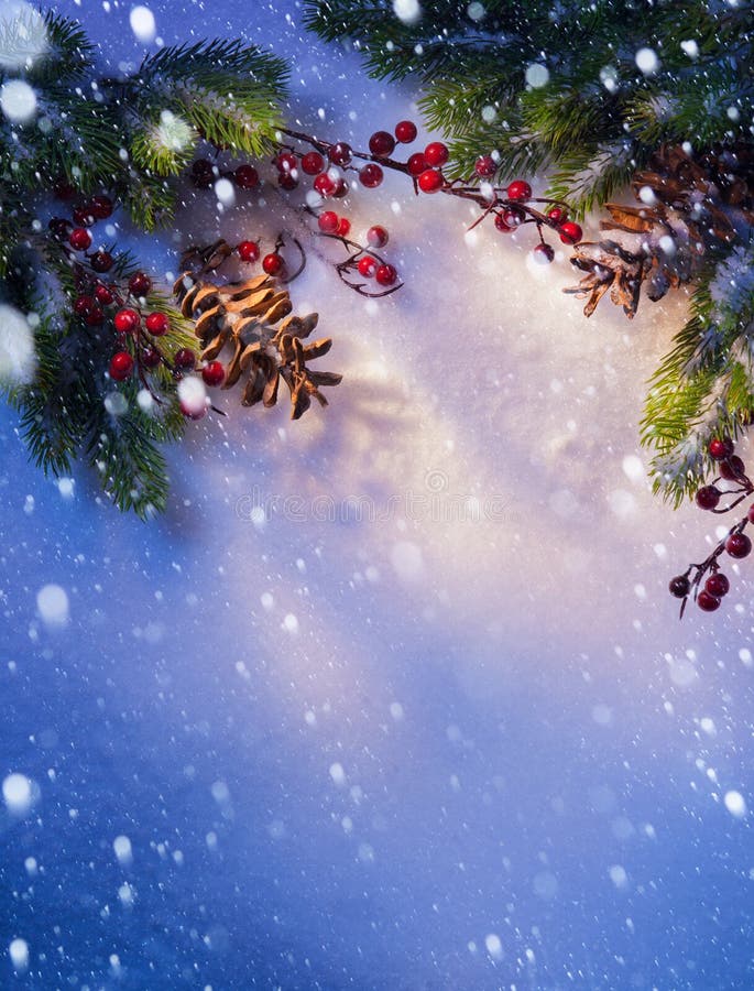 Blue snow, Christmas background, frame â€‹â€‹of fir branches. Blue snow, Christmas background, frame â€‹â€‹of fir branches