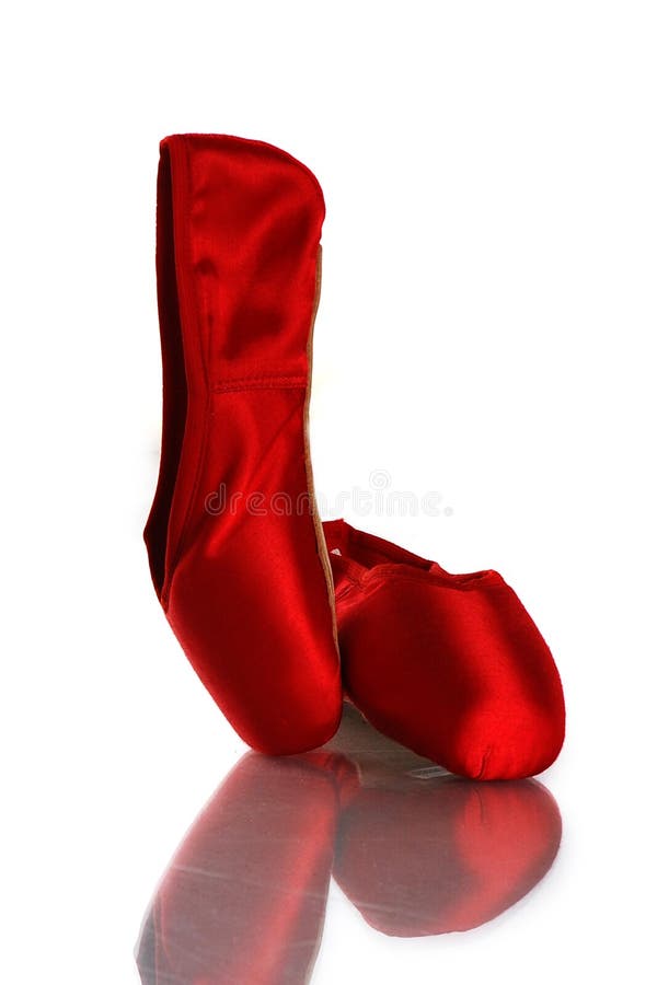 Red ballet pointe on a white background. Red ballet pointe on a white background