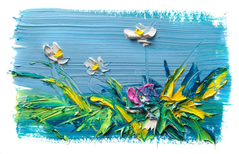 抽象油画，一朵花库存例证. 插画包括有艺术, 附庸风雅, 创造性