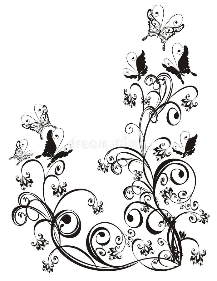 Floral ornament with butterfly, Element for design. Vector. Floral ornament with butterfly, Element for design. Vector