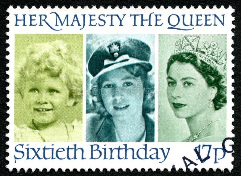 GREAT BRITAIN - CIRCA 1986: A used postage stamp from the UK, celebrating the 60th Birthday of Queen Elizabeth II, circa 1986. GREAT BRITAIN - CIRCA 1986: A used postage stamp from the UK, celebrating the 60th Birthday of Queen Elizabeth II, circa 1986.