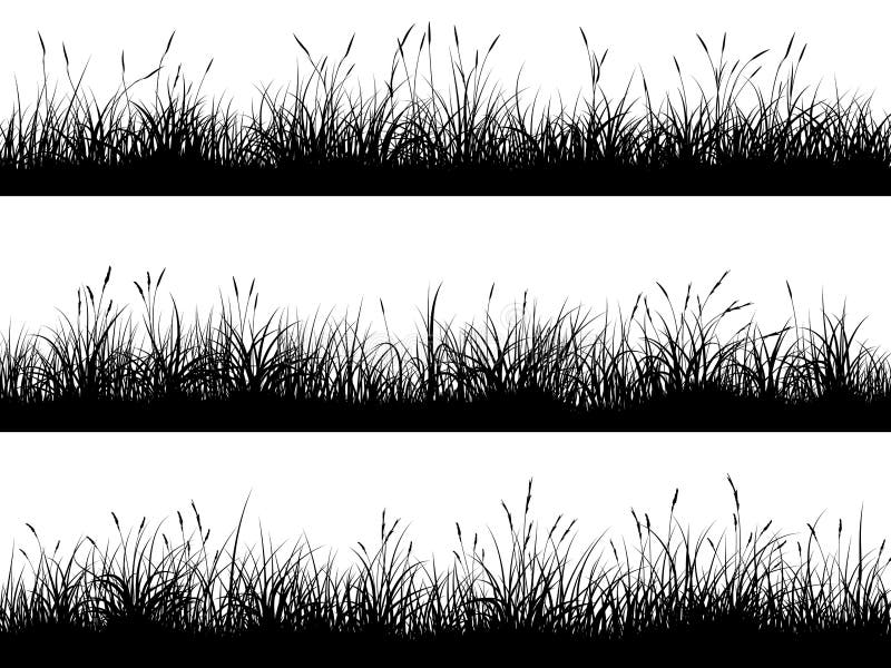 Set of horizontal banners of grassland meadow silhouettes with high grass. Set of horizontal banners of grassland meadow silhouettes with high grass.