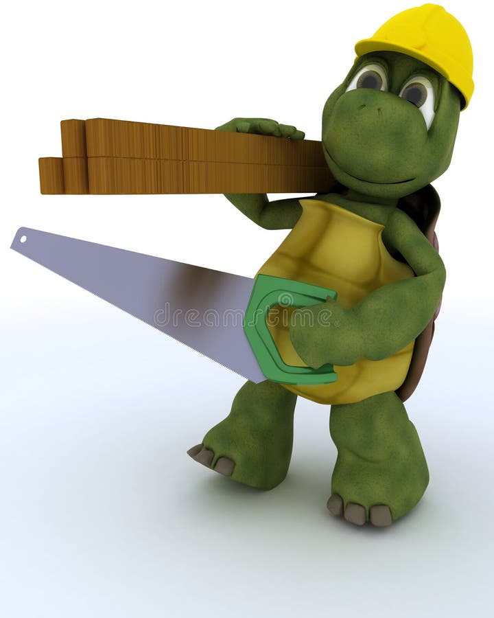 3D render of a tortoise carpenter contractor. 3D render of a tortoise carpenter contractor