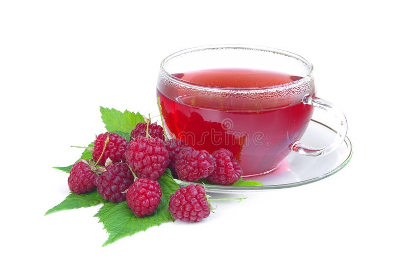 Tisane, raspberry tea, red herbal infusion. Tisane, raspberry tea, red herbal infusion