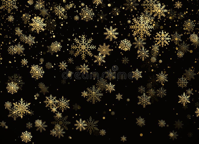 落的金雪花 金黄降雪 与金黄雪花的新年和圣诞节样式在黑背景 向量