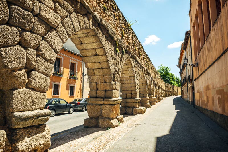 The famous ancient aqueduct in Segovia, Spain. The famous ancient aqueduct in Segovia, Spain.