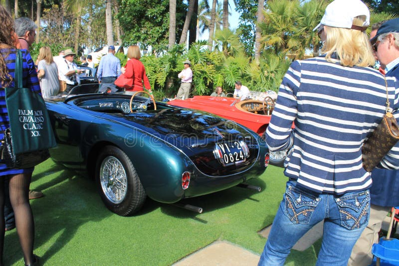 1951 Ferrari 212 export spyder rear side and onlookers at cavallino 2012. 1951 Ferrari 212 export spyder rear side and onlookers at cavallino 2012