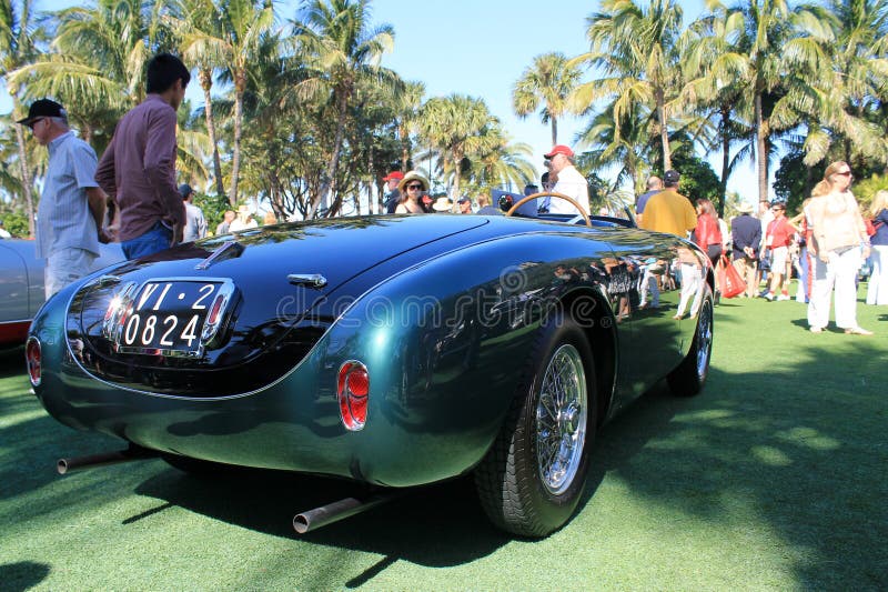 two tone 1951 Ferrari 212 export spyder rear side at cavallino 2013, south florida. two tone 1951 Ferrari 212 export spyder rear side at cavallino 2013, south florida