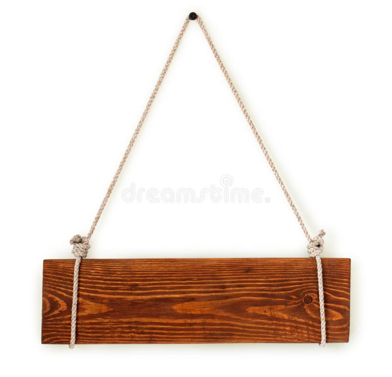 Wood sign board with rope on white background. Wood sign board with rope on white background