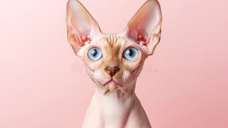 蓝眼睛的Sphynx猫特写 库存例证