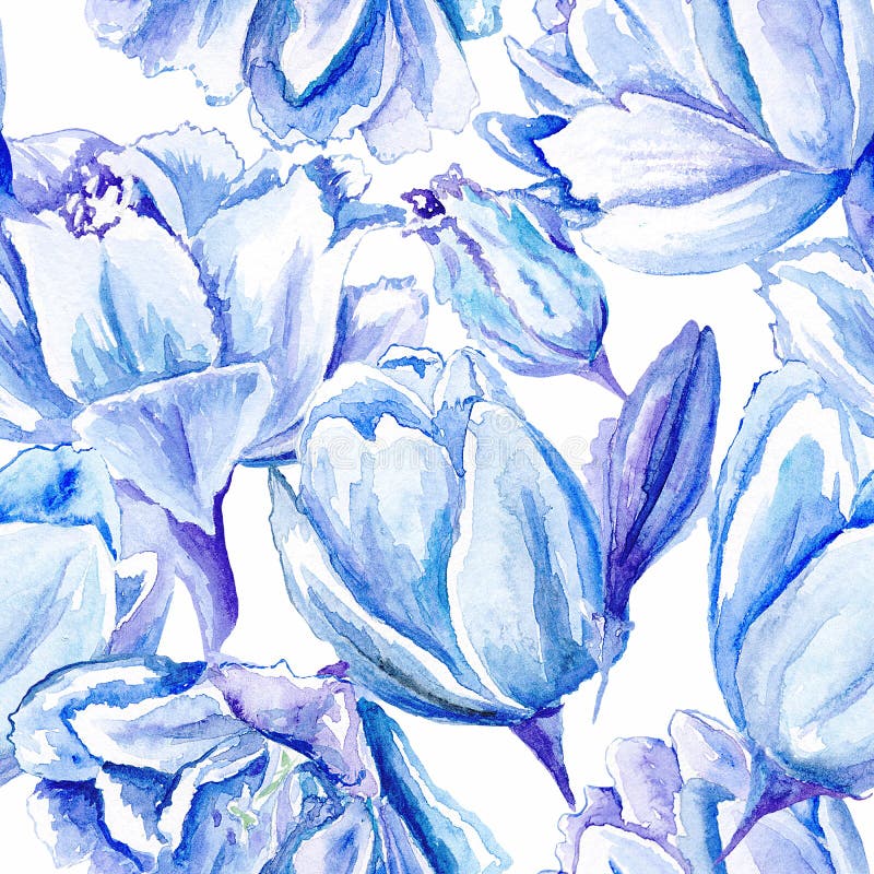 Seamless passion floral background with indigo flowers for bedroom textile and wallpaper design, wedding cards and invitations. Seamless passion floral background with indigo flowers for bedroom textile and wallpaper design, wedding cards and invitations