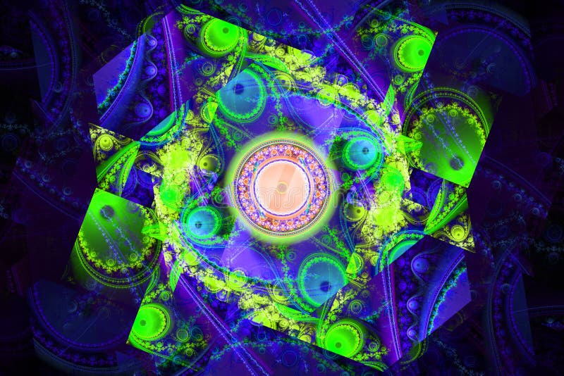 蓝色例证分数维背景几何形状书套magick爆炸作白日梦的音乐飞行物或其他概念 向量例证 蓝色例证分数维背景几何形状书套magick爆炸作白日梦的音乐飞行物或其他概念 向量例证