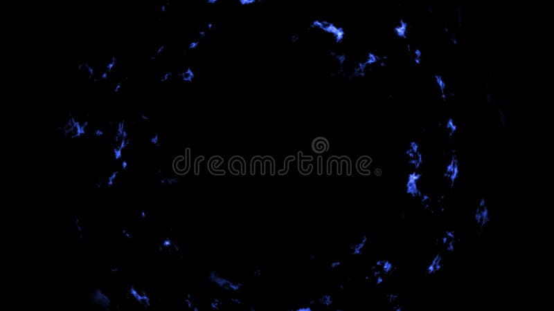 蓝色动态火波或冲击波在黑色背景4k分辨率下，质量高 动态空间爆炸粒子回归 皇族释放例证