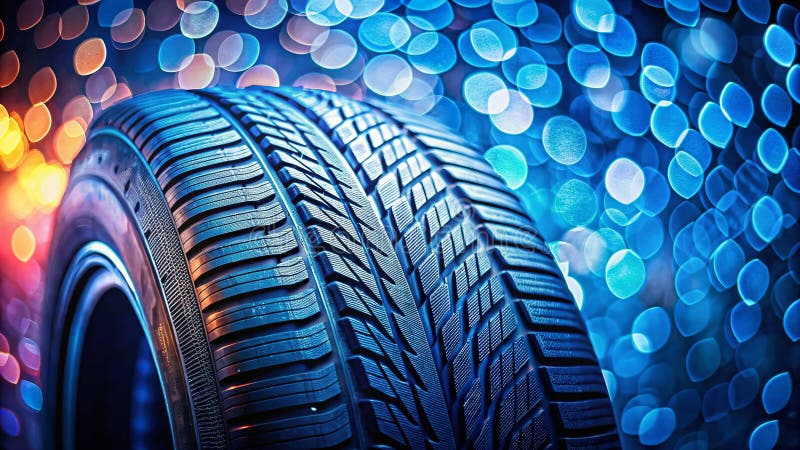 蓝色双曝光轮胎设计创意工程的醒目工业纹理库照片 向量例证