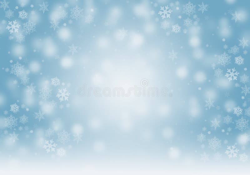 蓝色圣诞背景上的雪花和掉落的散焦雪花 免版税库存照片 蓝色圣诞背景上的雪花和掉落的散焦雪花 免版税库存照片