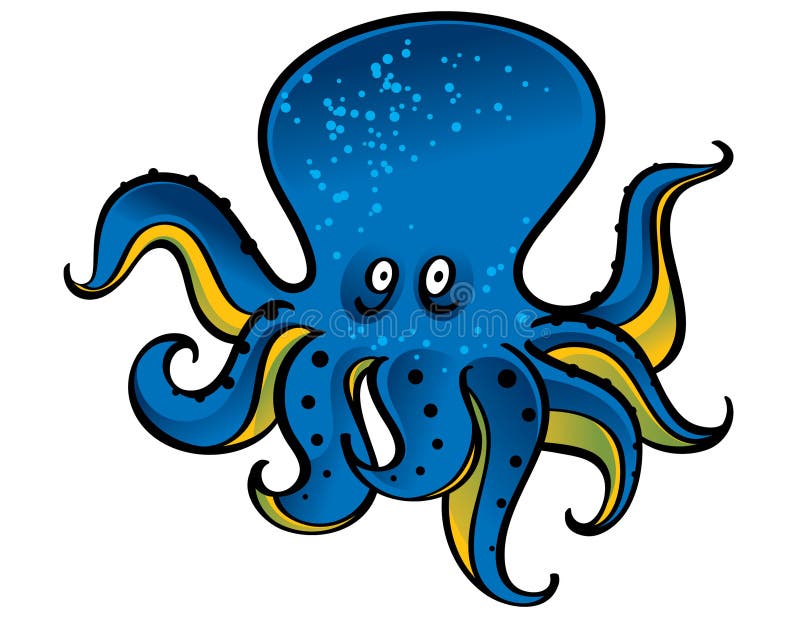 Funny blue Octopus with eight tentacles. Funny blue Octopus with eight tentacles