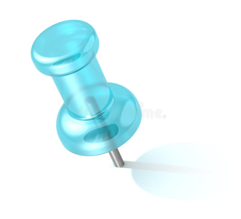 Close up of a Blue Push Pin of semi Transparent plastic. Shadow. Close up of a Blue Push Pin of semi Transparent plastic. Shadow.