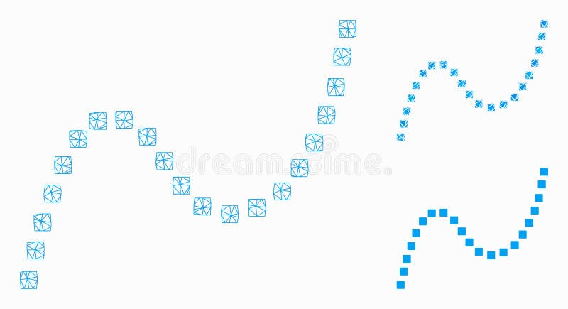虚曲线矢量网格二维模型与三角形镶嵌图标 皇族释放例证