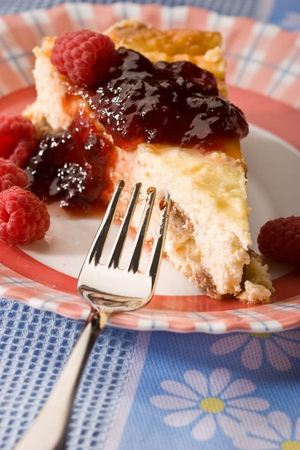 Food series: cheese-cake with red raspberry jam. Food series: cheese-cake with red raspberry jam