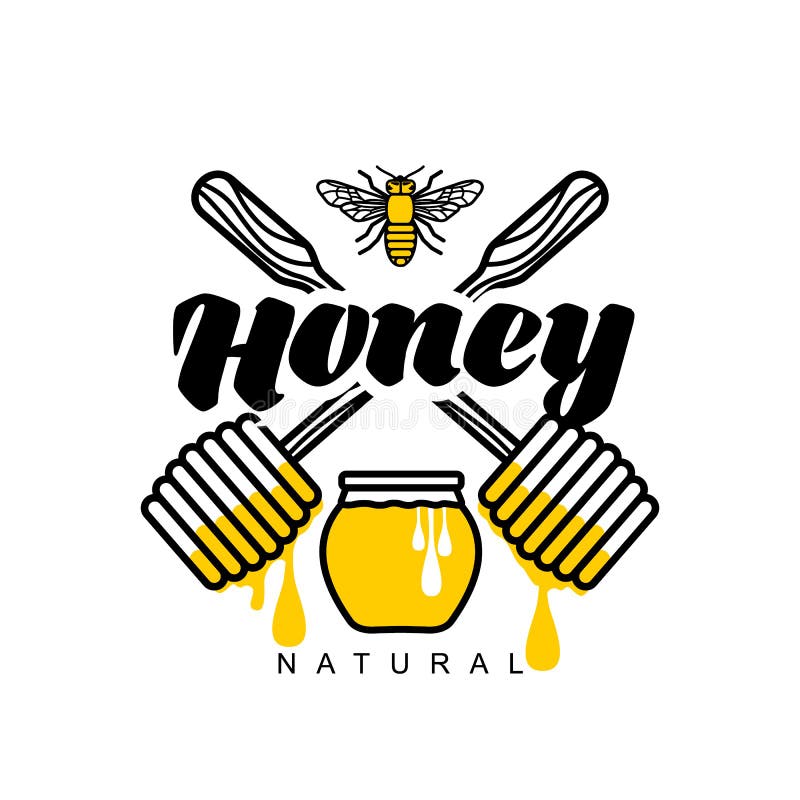 Honey dipper apiary logo, sketch style vector illustrations on white background. Hand-drawn honey dipper logo for honey products, labels, bee farms and apiaries. Honey dipper apiary logo, sketch style vector illustrations on white background. Hand-drawn honey dipper logo for honey products, labels, bee farms and apiaries