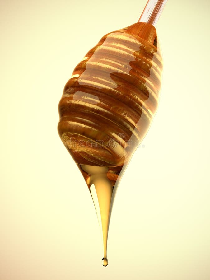 A render of a dipper dripping honey. A render of a dipper dripping honey