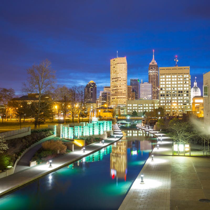 Downtown Indianapolis skyline at twilight. Downtown Indianapolis skyline at twilight