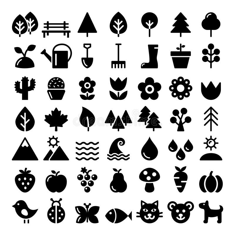 Black icons set - eco, green, natural, wildlife concept design. Black icons set - eco, green, natural, wildlife concept design