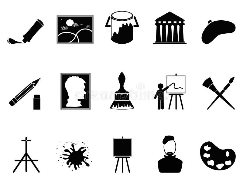 Isolated artist icons set on white background. Isolated artist icons set on white background