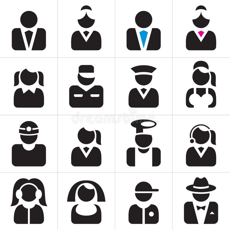 Professions icons set. Occupations symbols collection. Professions icons set. Occupations symbols collection.