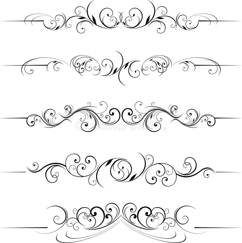 Swirling flourishes decorative floral elements. Swirling flourishes decorative floral elements