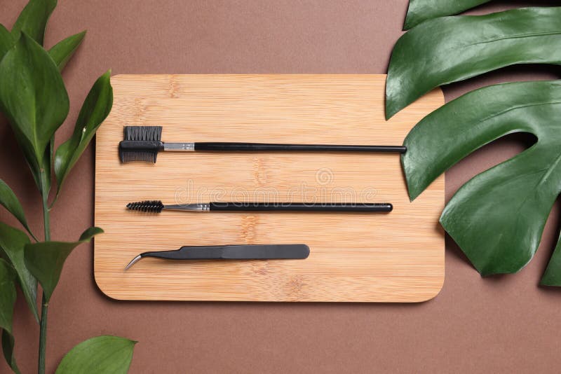 Flat lay composition with set for eyelash extension tools. Flat lay composition with set for eyelash extension tools