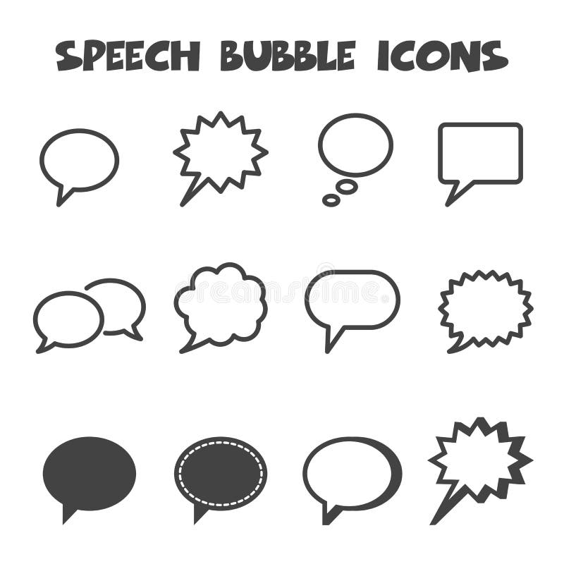 Speech bubble icons, mono vector symbols. Speech bubble icons, mono vector symbols