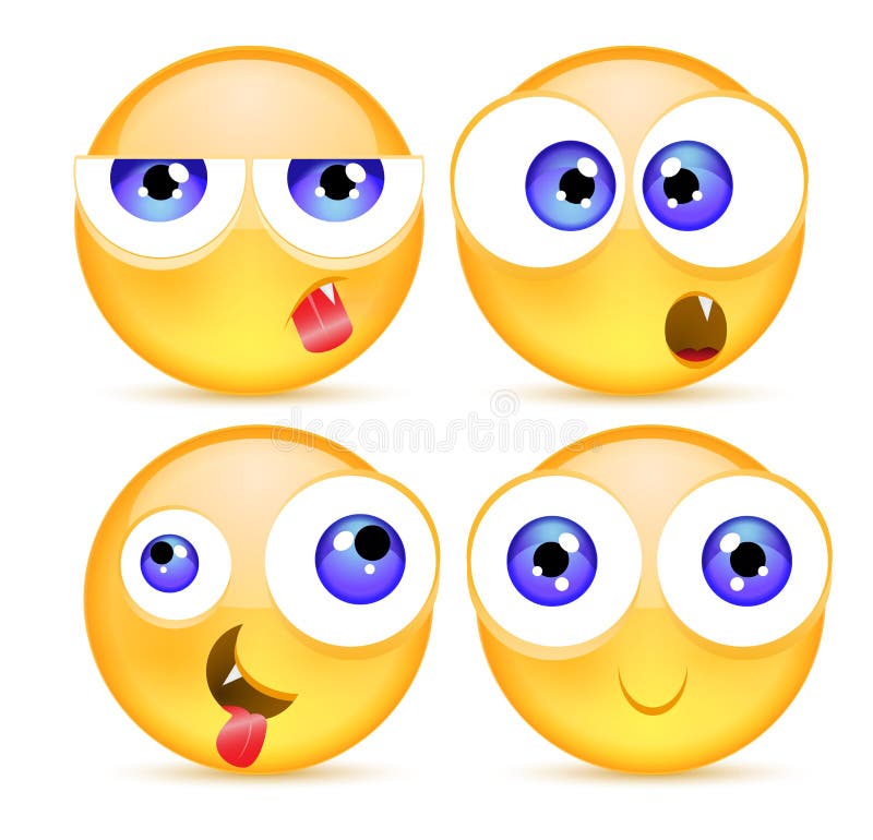 设置滑稽的面带笑容 逗人喜爱的黄色表情收藏 Emoji r 滑稽的动画片面带笑容 皇族释放例证 设置滑稽的面带笑容 逗人喜爱的黄色表情收藏 Emoji r 滑稽的动画片面带笑容 皇族释放例证