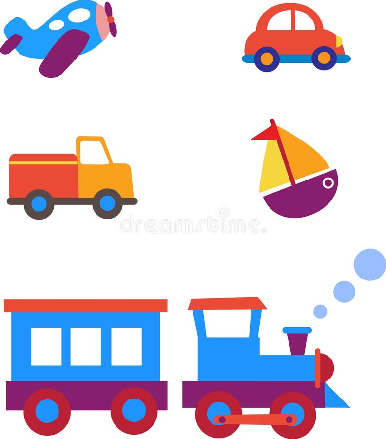 Toy transportation set illustration. Toy transportation set illustration