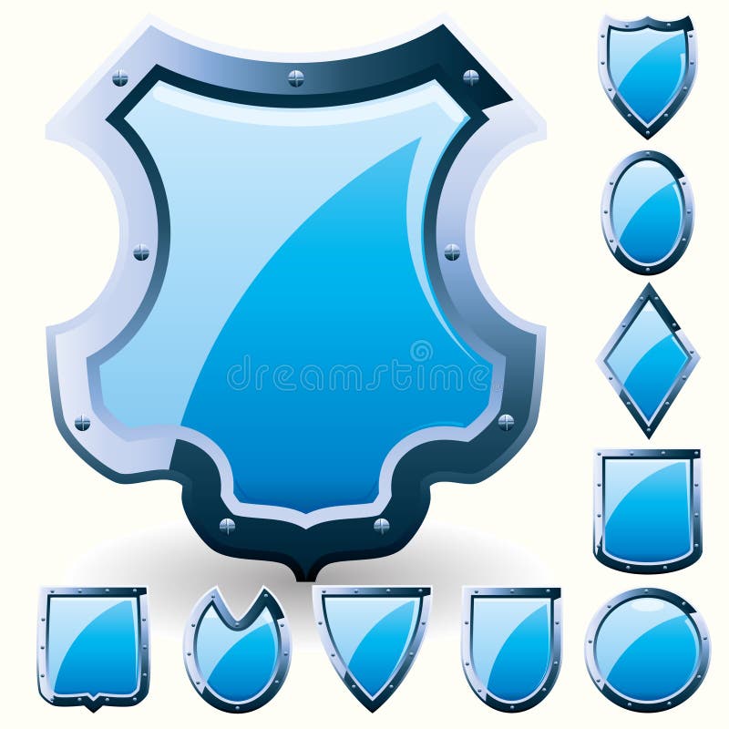 Set of security shield, coat of arms symbol icon, blue, illustration additional. Set of security shield, coat of arms symbol icon, blue, illustration additional