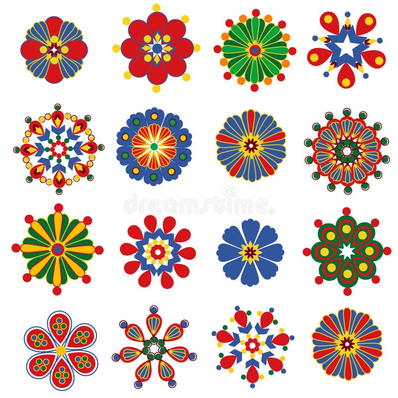 Retro colorful flower elements for design. Retro colorful flower elements for design