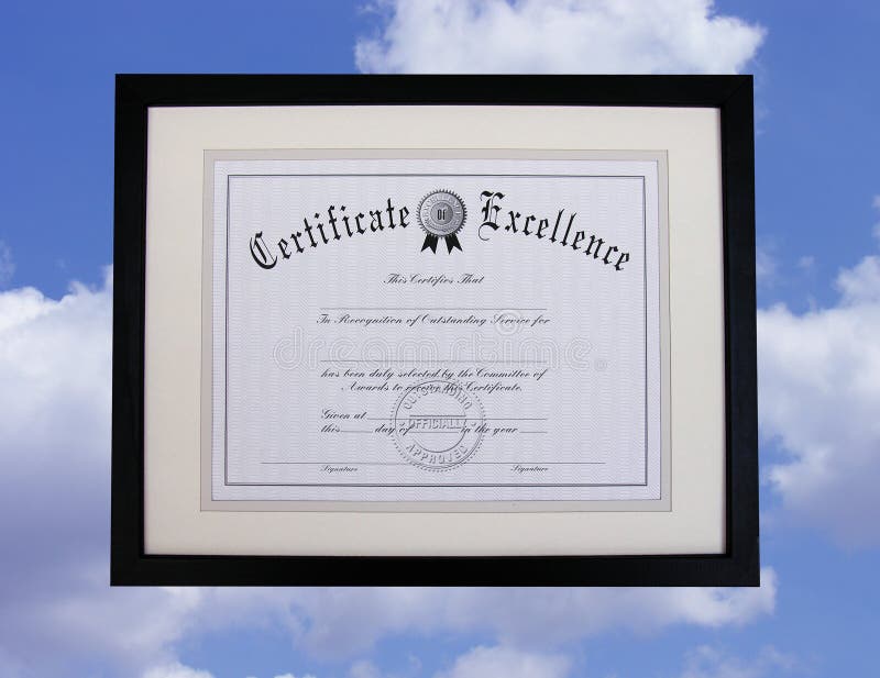 A certificate floating in the sky. A certificate floating in the sky