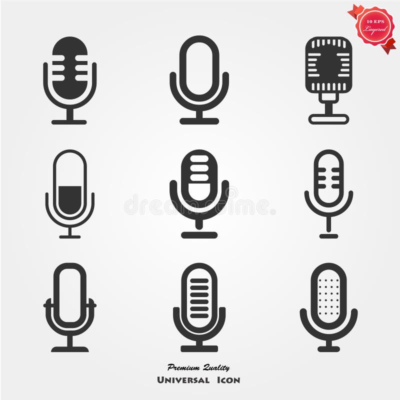 Microphone icons on white background. Vector illustration. Microphone icons on white background. Vector illustration.