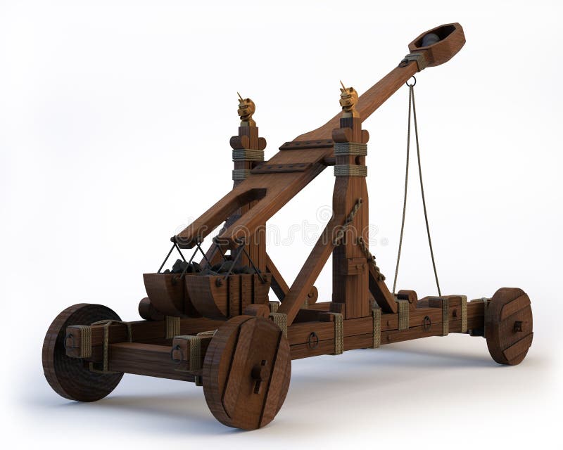 An ancient Norman Catapult isolated on a white background. Clipping path is included. An ancient Norman Catapult isolated on a white background. Clipping path is included.