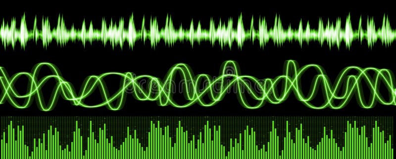 Computer generated sound waves and equalizer as seen in various audio editing application. Created in Photoshop CS2. Computer generated sound waves and equalizer as seen in various audio editing application. Created in Photoshop CS2.