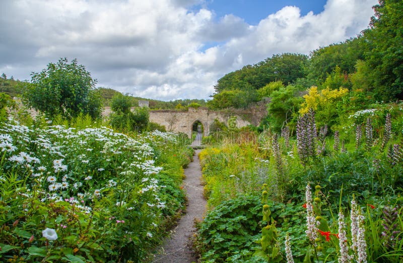 Lush flower gardens Dunraven Castle Park. Lush flower gardens Dunraven Castle Park