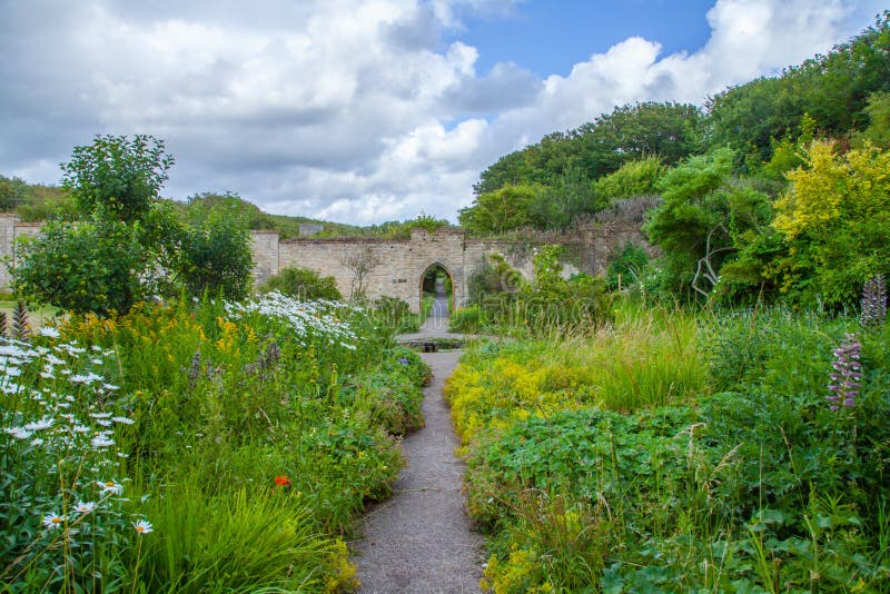 Lush flower gardens Dunraven Castle Park. Lush flower gardens Dunraven Castle Park