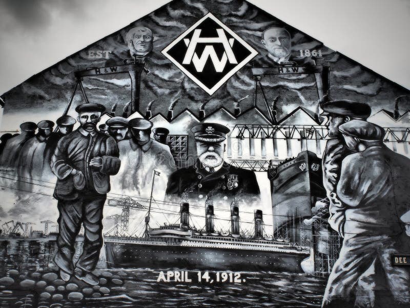 贝尔法斯特和平墙壁壁画2018年 库存图片