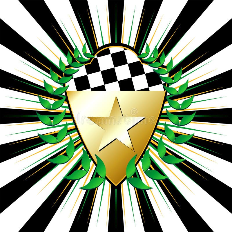 Racing shield over striped background. Racing shield over striped background